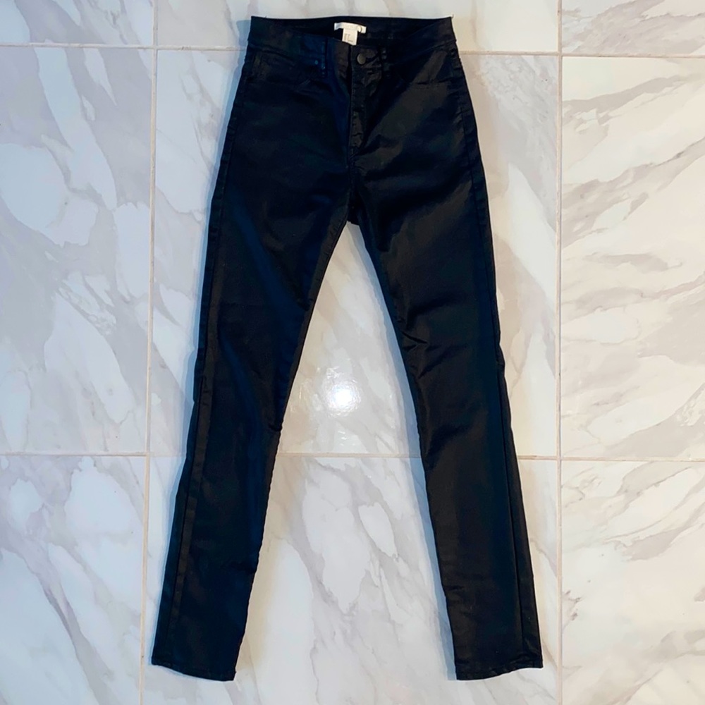 H&M Faux Black Leather Black Size 4 Pants / Skinny Jeans